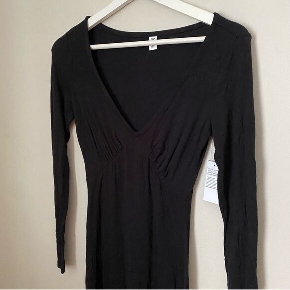 BP Dress Long Sleeve V-Neck Mini Black Solid Casual Neutral - Picture 3 of 9